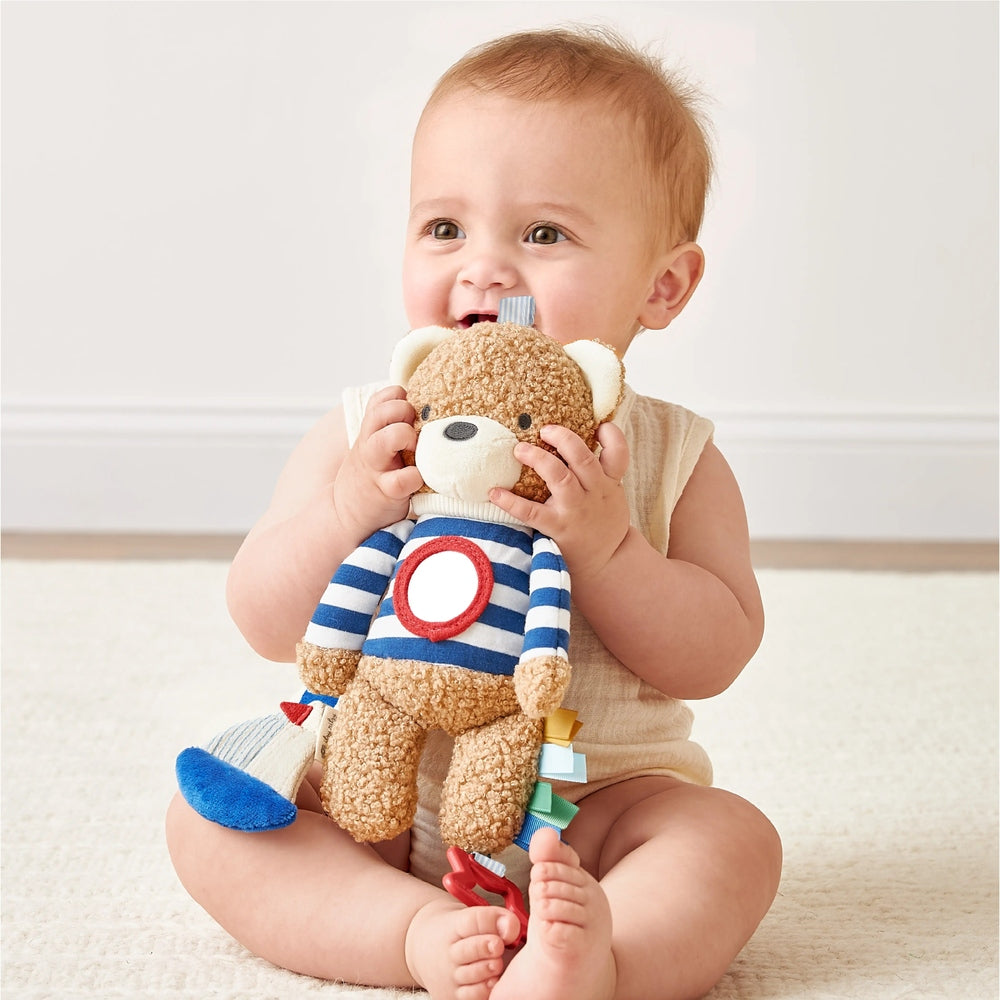 ITZY RITZY Itzy Ritzy Bitzy Traveler teddy bear plush with striped shirt and ribbon tags img 2/18