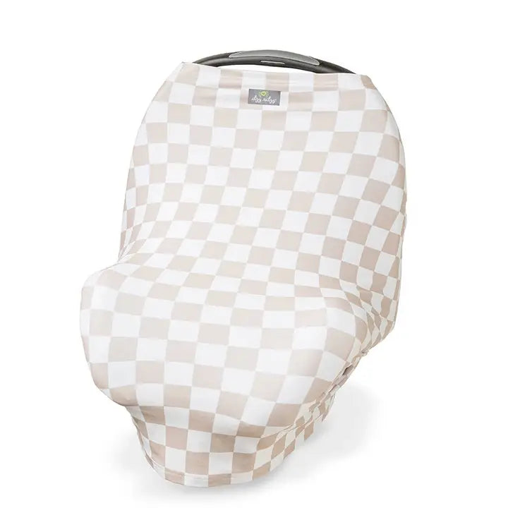 Itzy Ritzy Checkerboard Mom Boss 4-in-1 nursing cover in taupe