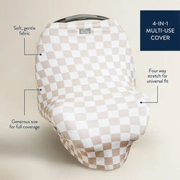 Itzy Ritzy Checkerboard Mom Boss 4-in-1 Multi-Use Cover Taupe