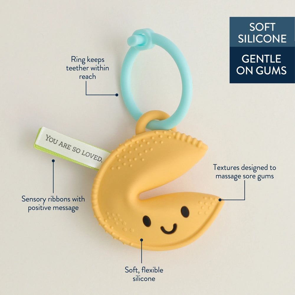 ITZY RITZY Itzy Ritzy Fortune Cookie Itzy Treat Textured silicone teether with attachment ring and message ribbon img 6/8