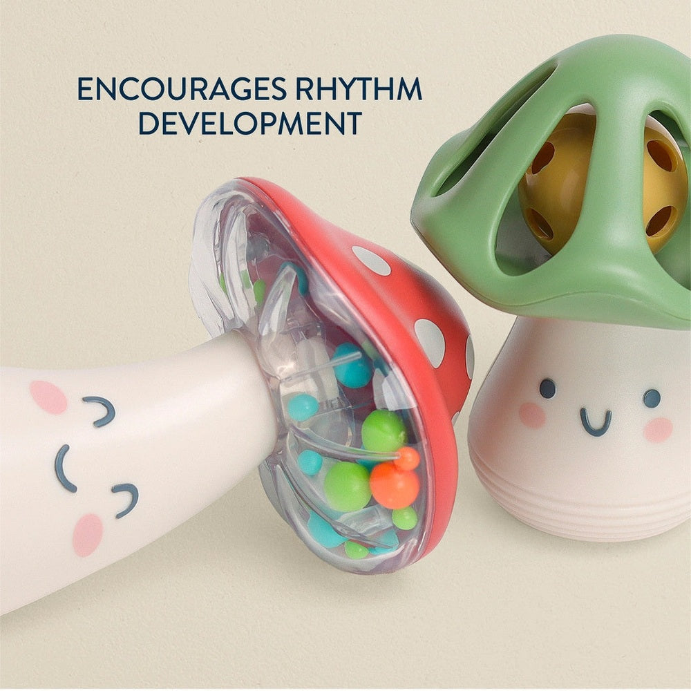 Itzy Ritzy Itzy Mini Maracas baby toys, pink cap with clear bead chamber and colorful beads