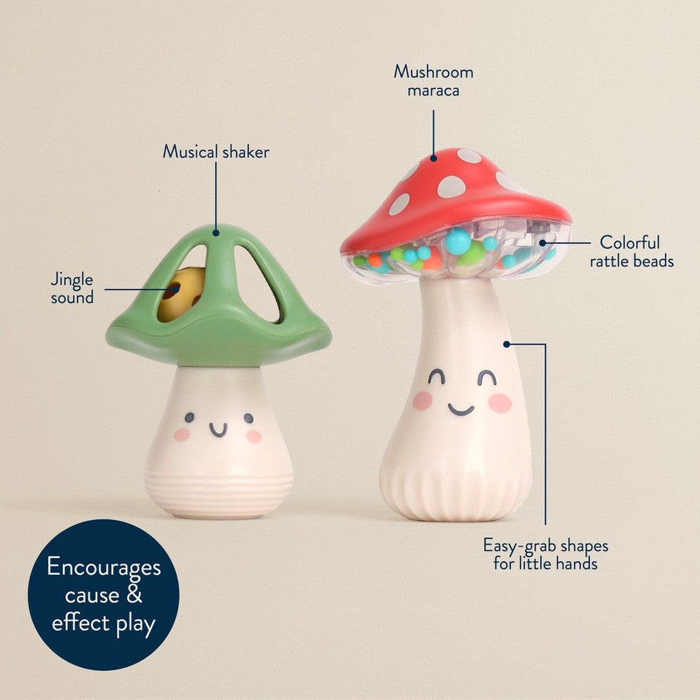 Itzy Ritzy Itzy Mini Maracas set of 2 mushroom toys with jingle sound and colorful beads