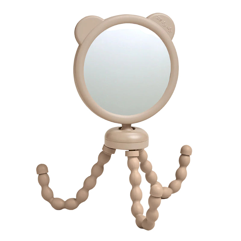 Itzy Ritzy Itzy Peek Stroller Mirror in beige with bear-ear frame and bead tripod legs