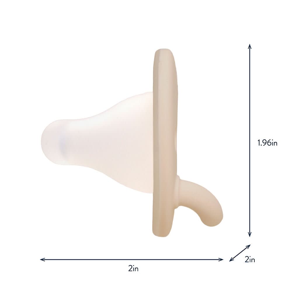 Itzy Ritzy Latch & Soothe pacifier side profile with dimensions