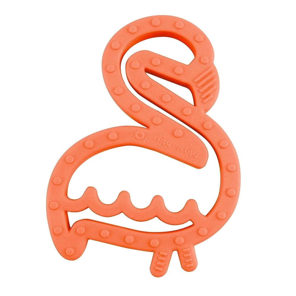 Itzy Ritzy silicone teether orange with dotted texture and wave-cut design
