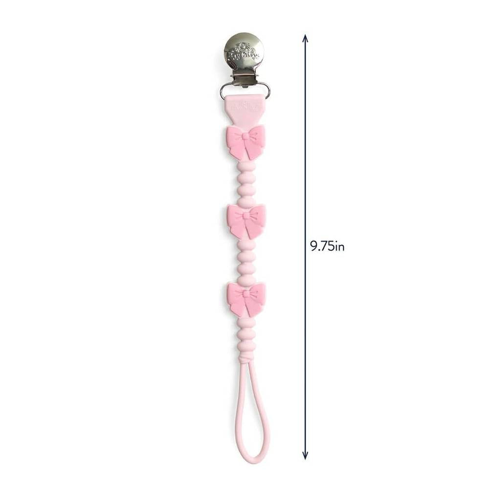 Itzy Ritzy Sweetie Strap Plus Bow pacifier clip length detail 9.75 inches