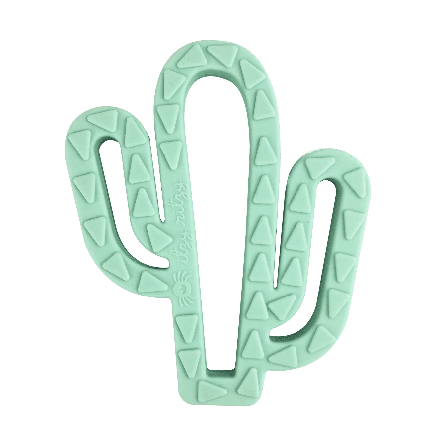 Itzy Ritzy teething mitt and teether gift set in mint green cactus shape