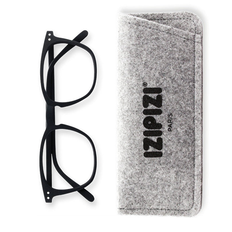 IZIPIZI Screen Adult #E black eyeglasses with grey felt case (2 items)