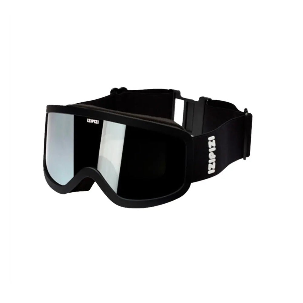 IZIPIZI Snow Cat2-Black ski goggles with mirrored lenses and adjustable strap.