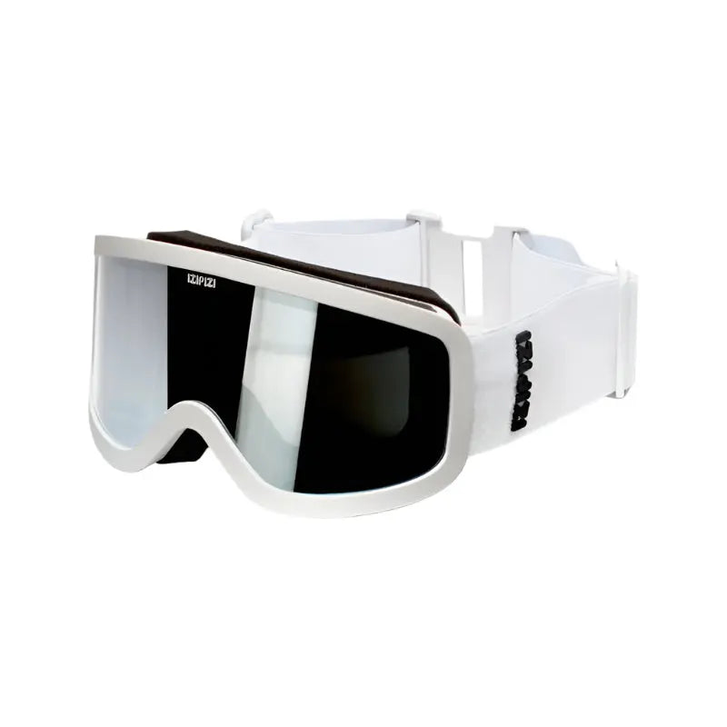 IZIPIZI Snow Cat2 White ski goggles with black lenses; white strap adjusts for a secure fit.