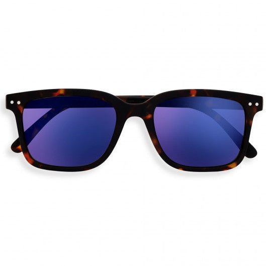 IZIPIZI Sun Adult #L tortoise-frame sunglasses with blue mirrored lenses