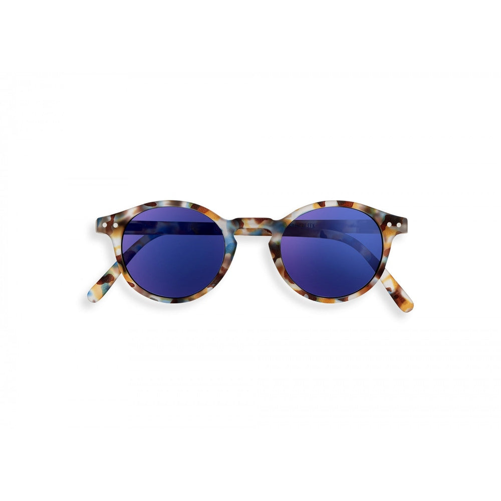 IZIPIZI Sun #H blue tortoise mirror kids sunglasses with round frames and blue mirrored lenses