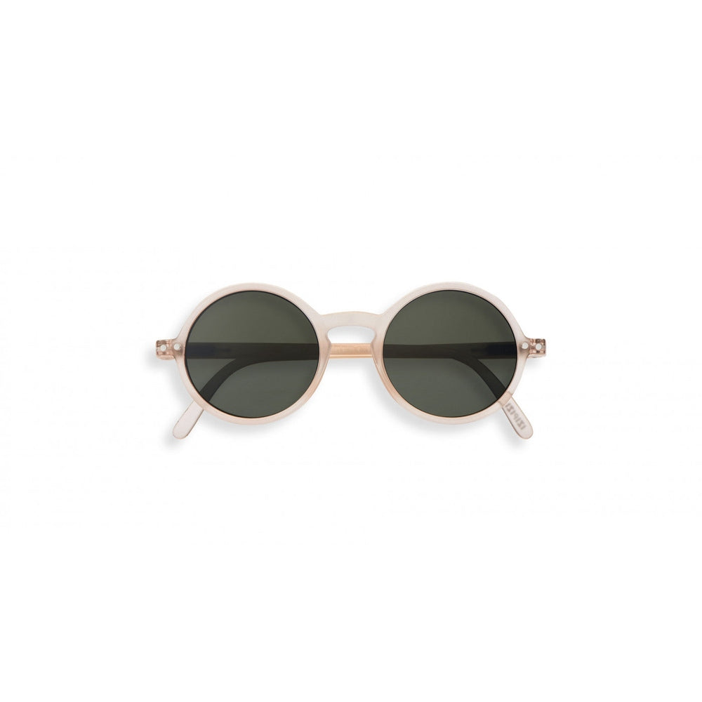 IZIPIZI Sun Junior #G Rose Quartz sunglasses, pink round frames with dark lenses