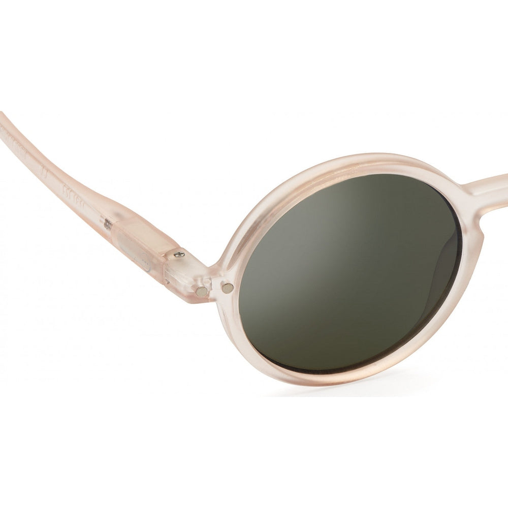 IZIPIZI Sun Junior Rose Quartz sunglasses for kids, translucent pink frame with dark lenses