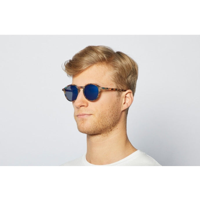 Izipizi adult sunglasses D blue tortoise frame with blue mirror lenses