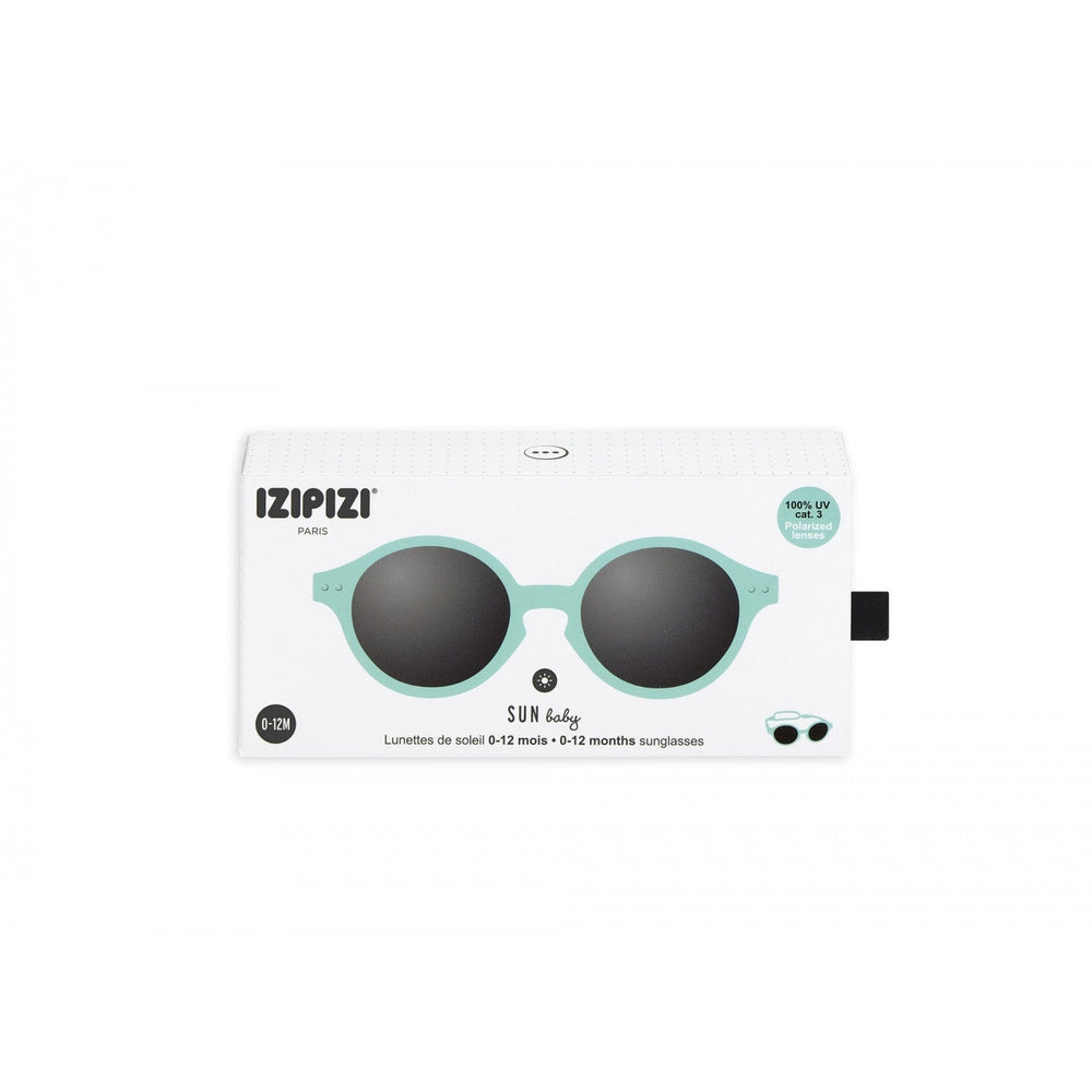 Izipizi Baby Sky Blue Sunglasses with round dark lenses for 0-12 months