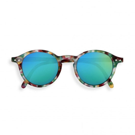 IZIPIZI Junior sunglasses #D green tortoise frame with blue mirror lenses