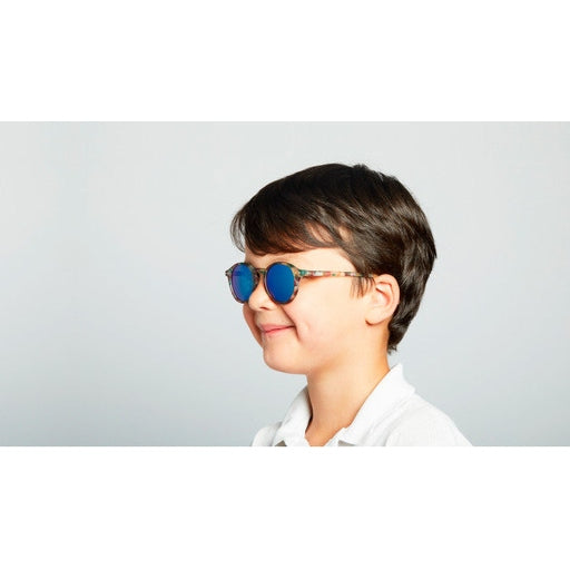 IZIPIZI Junior Sunglasses #D Green Tortoise Mirror with blue mirrored lenses for kids