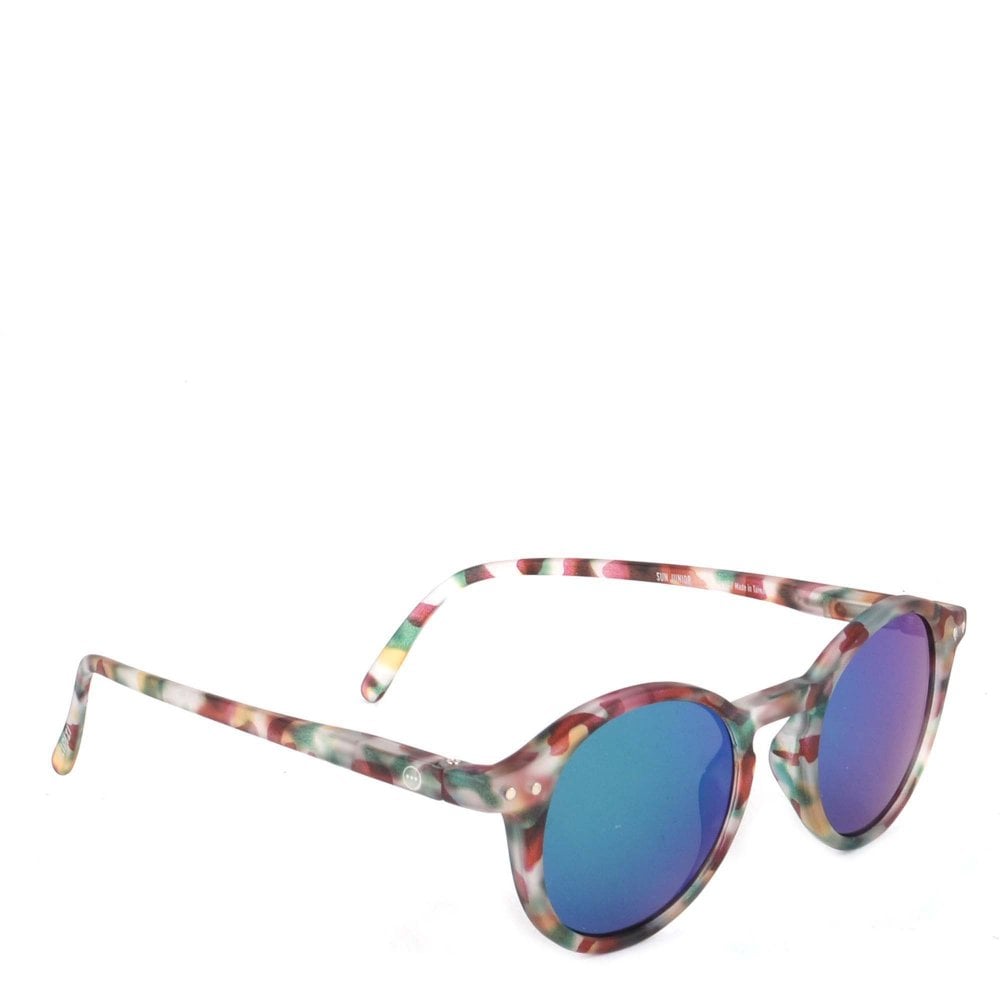 IZIPIZI Junior Sunglasses #D Green tortoise with blue mirror lenses