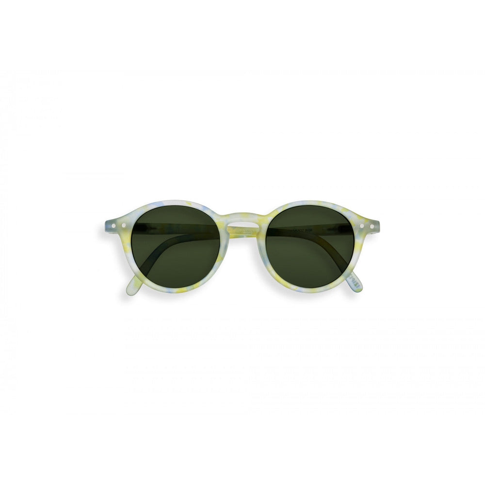 IZIPIZI Junior sunglasses #D Joyful Cloud with pastel yellow-blue frame and green round lenses