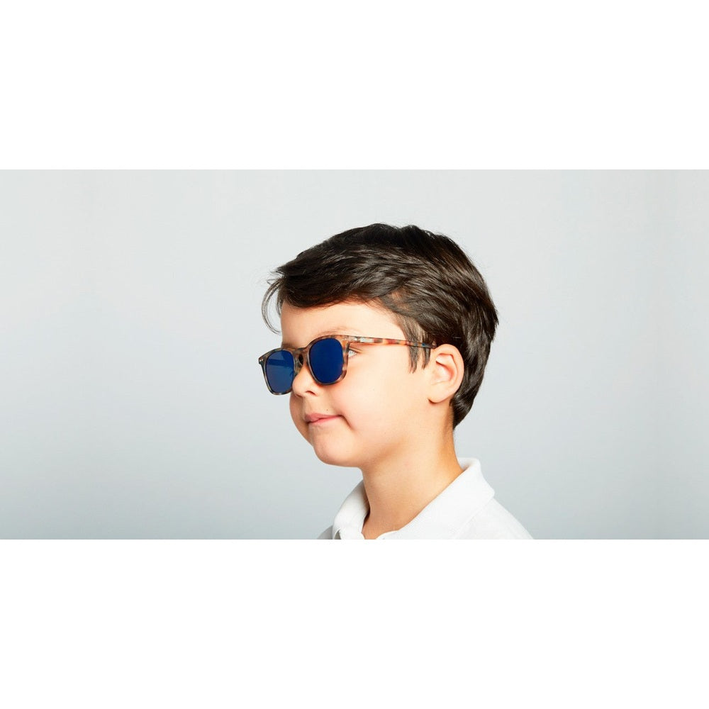 IZIPIZI Sunglasses Junior #E blue tortoise mirror, kids' frames with blue mirrored lenses