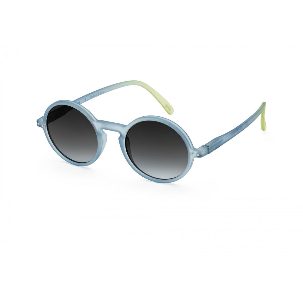 IZIPIZI Junior G Blue Mirage sunglasses with round blue gradient frames and dark lenses