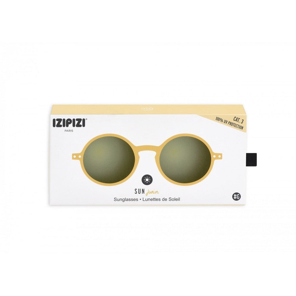 IZIPIZI Sunglasses Junior #G Yellow Honey with round yellow frames and dark lenses