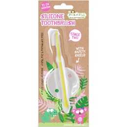 Jack N Jill Silicone Toothbrush - Stage 2 - For 12 to 24 Months - With Safety Shield