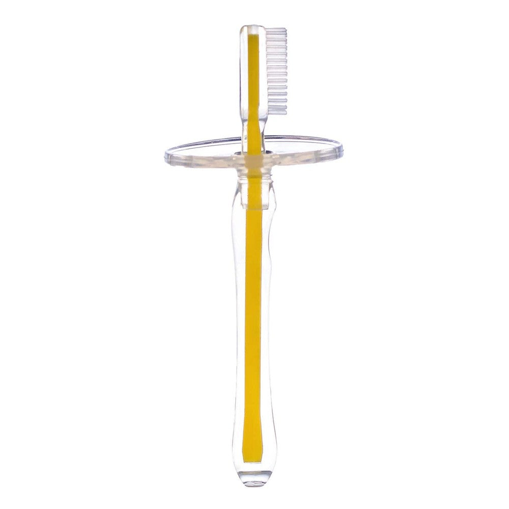 JACK N JIL Jack N Jill Silicone Toothbrush - Stage 2 - For 12 to 24 Months - With Safety Shield transparent outer shell with yellow img 4/4