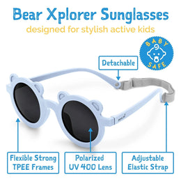 Jan & Jul Bear Sunglasses W/Black Lens - Light Blue