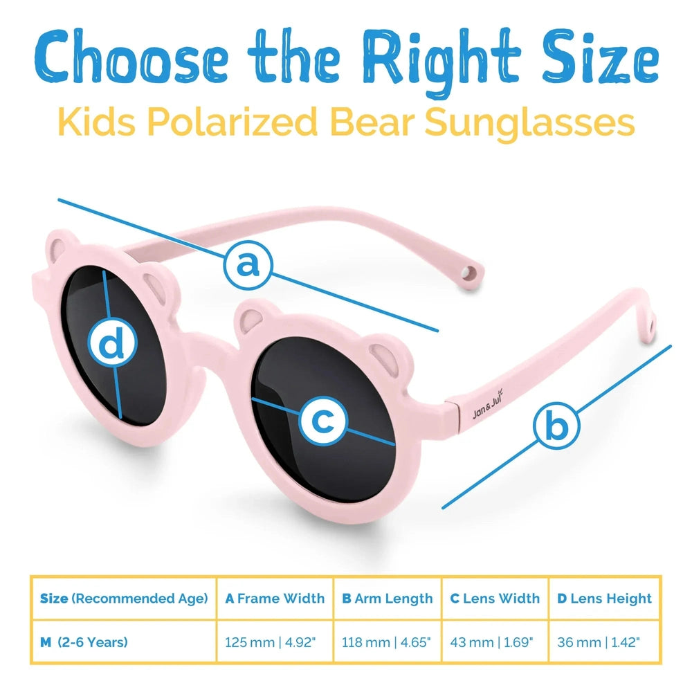 JAN & JUL Jan & Jul Bear Sunglasses W/Black Lens - Soft Pink round children sunglasses shown in product color from image 7 of 7 with flexibl