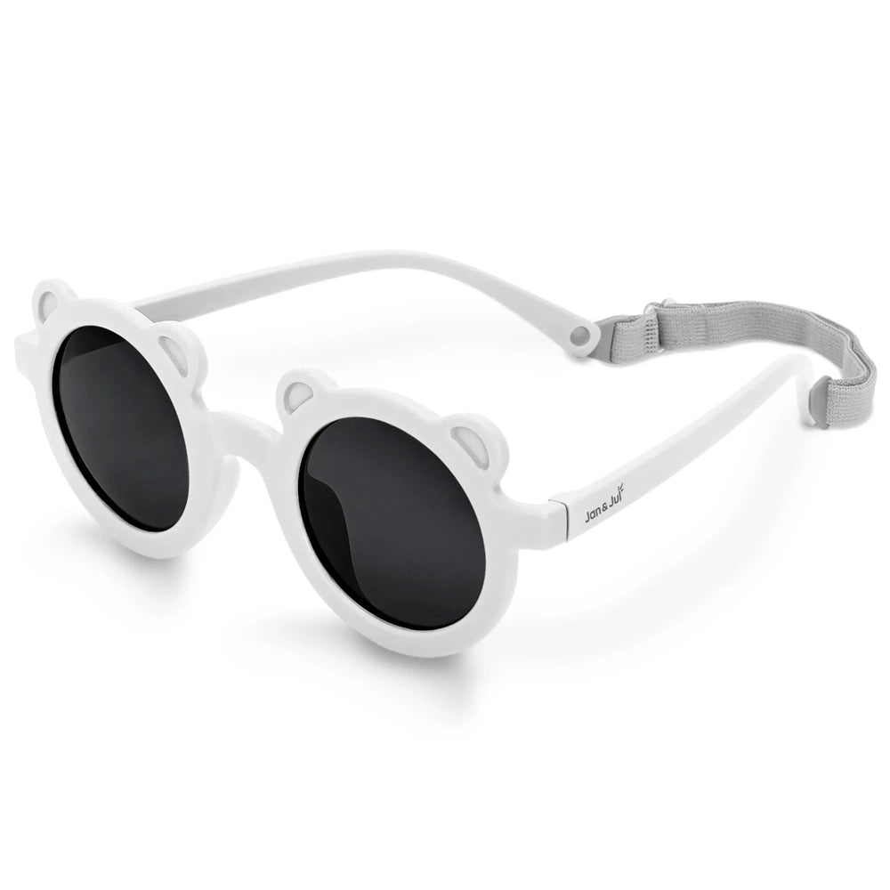 Jan & Jul Bear Sunglasses W/Black Lens - White