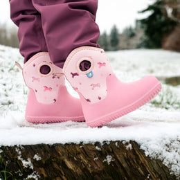 Jan & Jul Kids Lite Waterproof Boots Pink Ponies