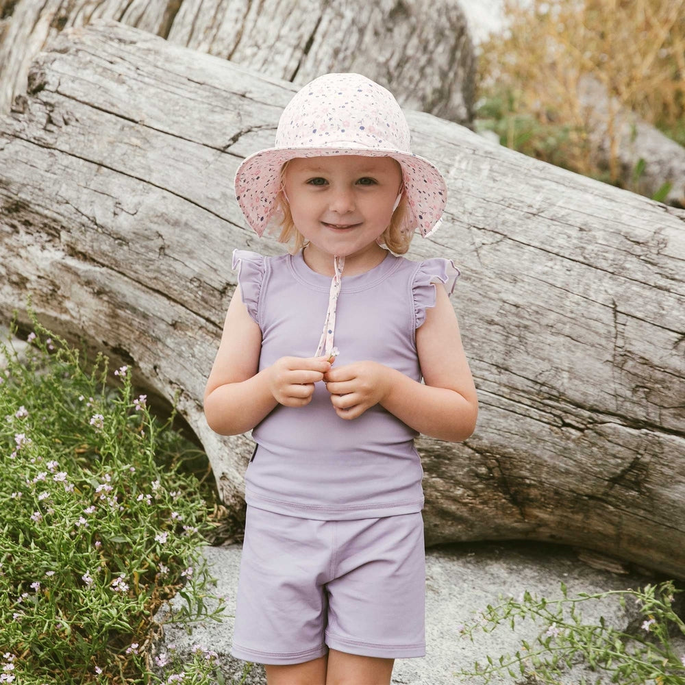 JAN & JUL Jan & Jul Cotton Floppy Hat - Pink Blossoms Two-tone eyelet lace with white crown and pink brim img 2/6