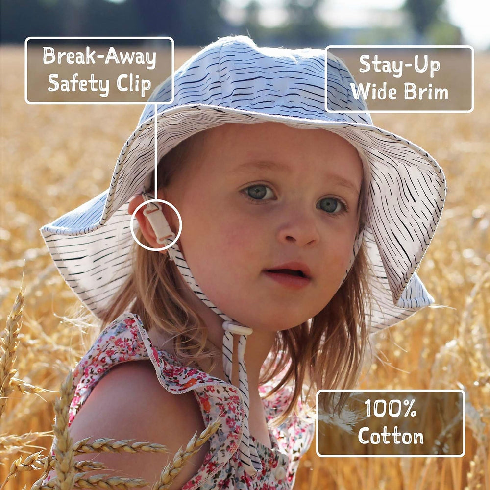 JAN & JUL Jan & Jul Cotton Floppy Hat - Pink Blossoms Wide brim with break-away safety clip chin strap img 4/6