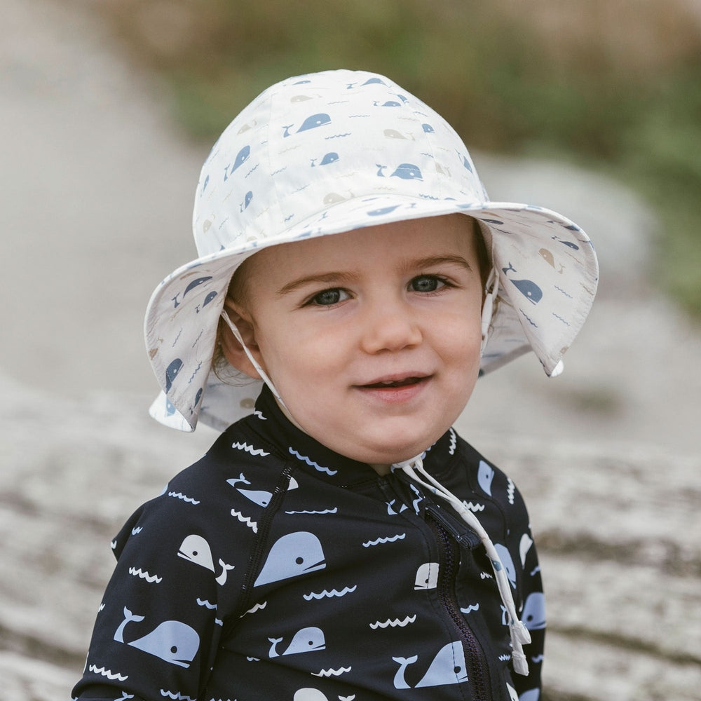 JAN & JUL Jan & Jul Cotton Floppy Hat - Whale Tales Wide brim with adjustable chin strap and toggle fastener img 2/6