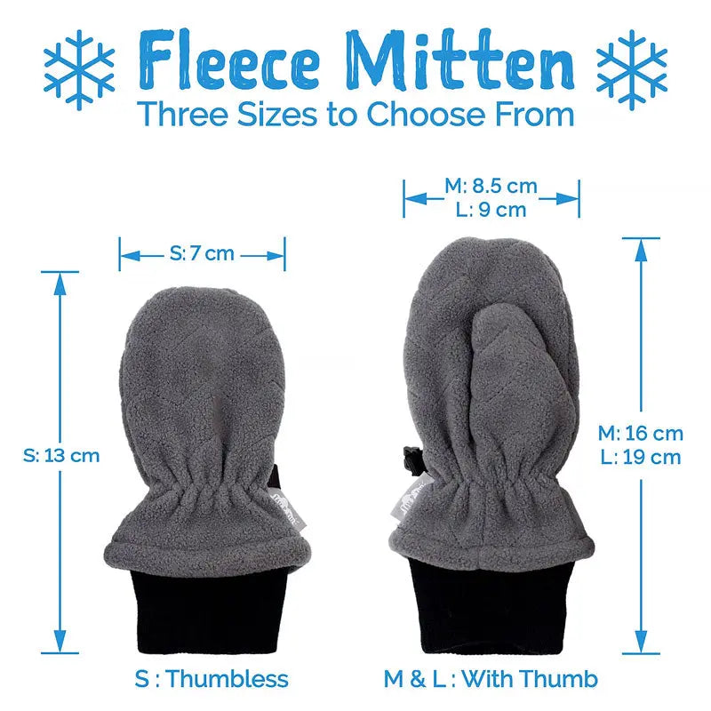 JAN & JUL Fleece Mittens Lavender for babies; S thumbless and M/L with thumb shown.