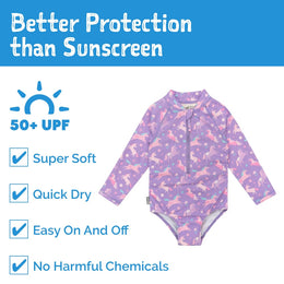 Jan & Jul Girls One Piece UV Swimsuit Purple Unicorn