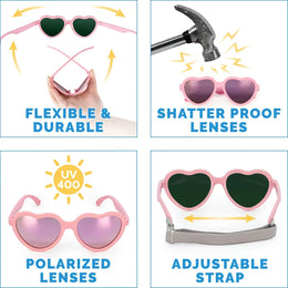 Jan & Jul Heart Sunglasses W/Aurora Lens - Soft Pink
