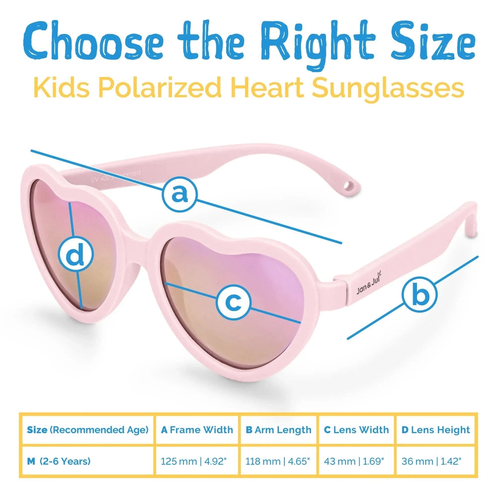 JAN & JUL Jan & Jul Heart Sunglasses W/Aurora Lens - Soft Pink round children sunglasses shown in product color from image 7 of 7 with flexi