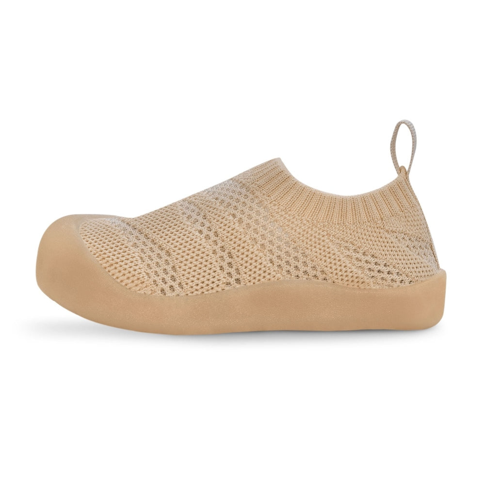 JAN & JUL Jan & Jul Jelly Jumper Flow Shoes Soft Brown pair of baby shoes shown in image 1 of 7 with mesh upper, velcro strap and contrastin