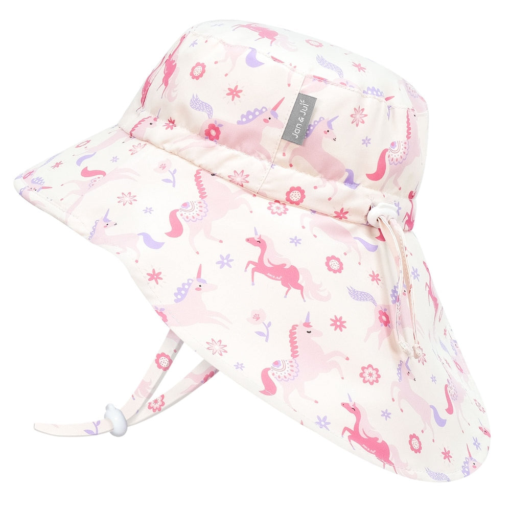 JAN & JUL Jan & Jul Kids Aqua-Dry Xplorer Hat Unicorn adjustable chin strap with toggle and extended neck flap img 1/5