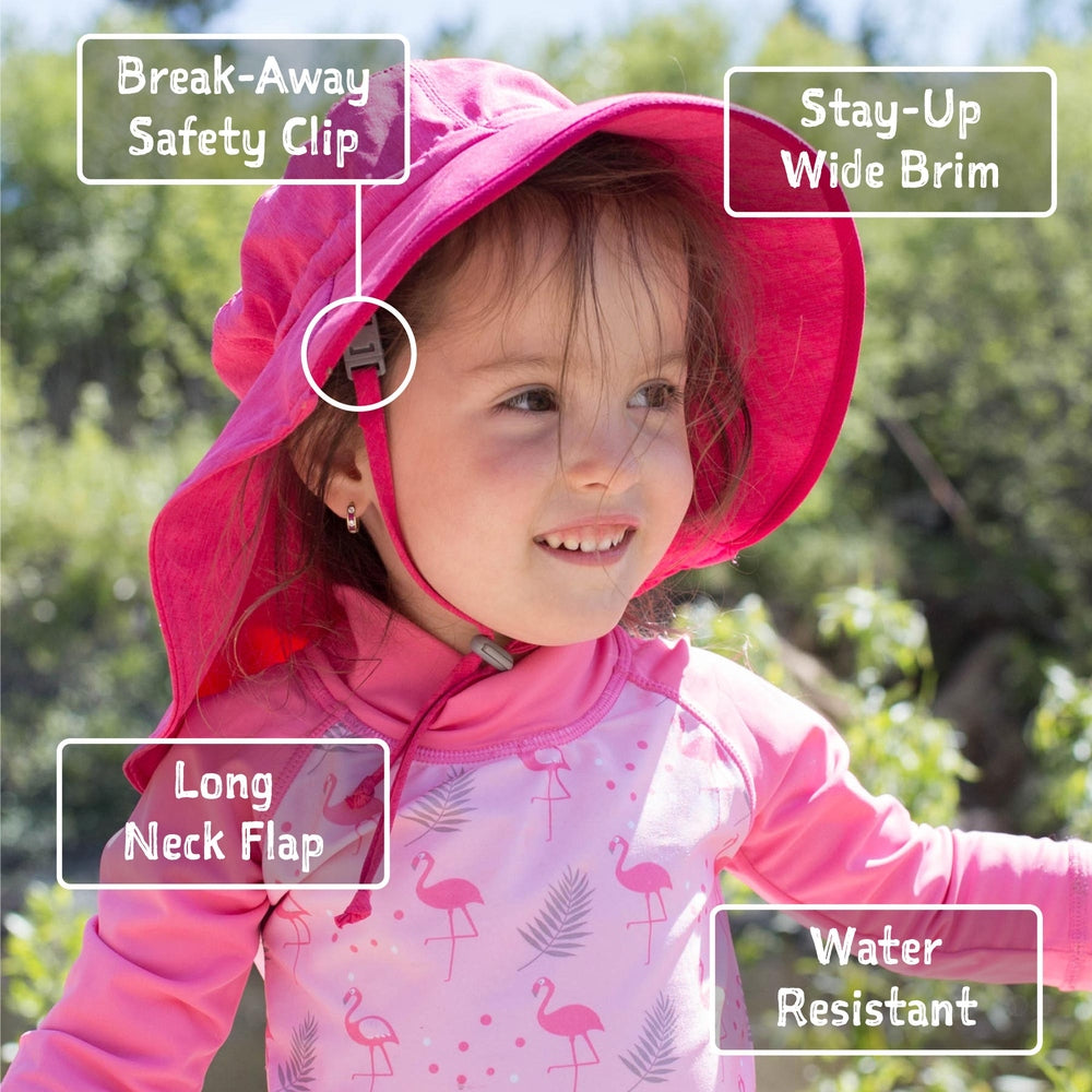 JAN & JUL Jan & Jul Kids Aqua-Dry Xplorer Hat Unicorn Wide brim with break-away safety clip and long neck flap img 3/5