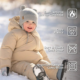 Jan & Jul Kids Bear Knit Hats Soft Grey