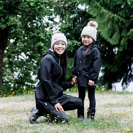 Jan & Jul Kids Cable Knit Twinning Beanies Grey