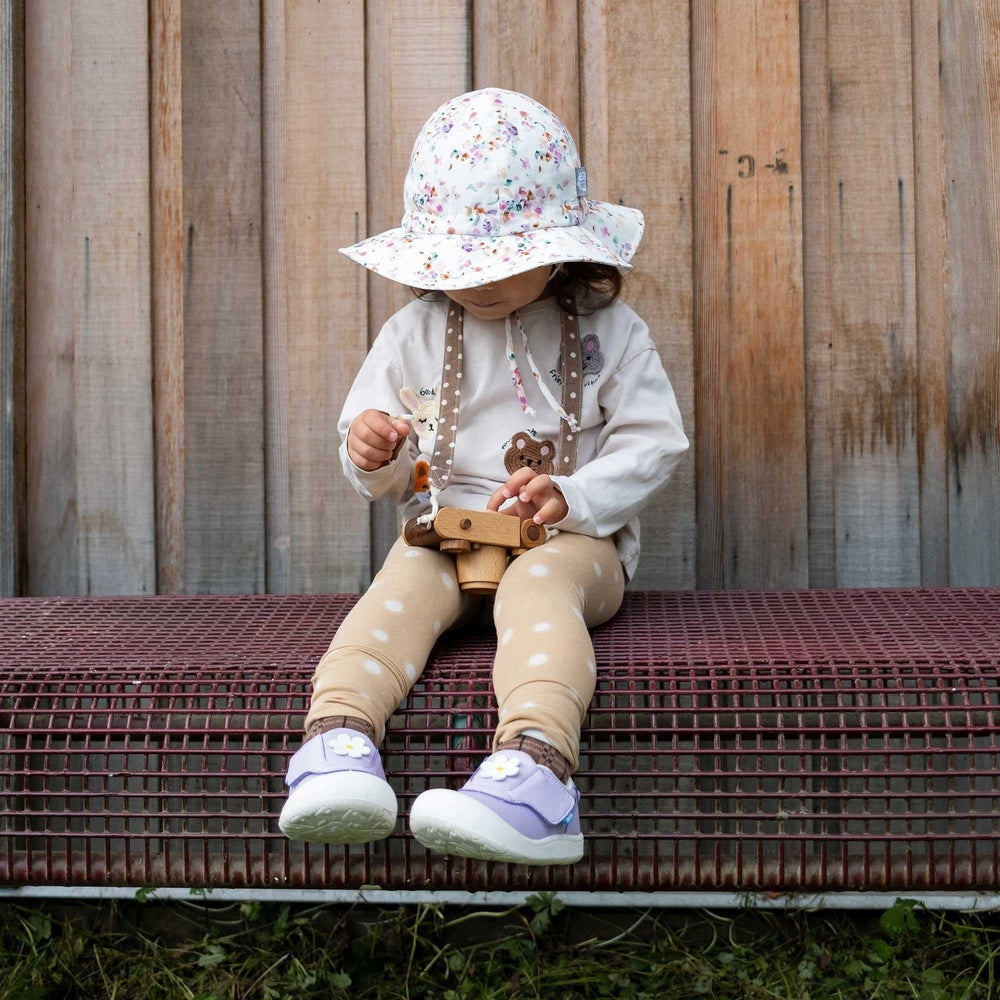 Jan & Jul baby cotton floppy hat in Pretty Petals pastel floral print for toddlers