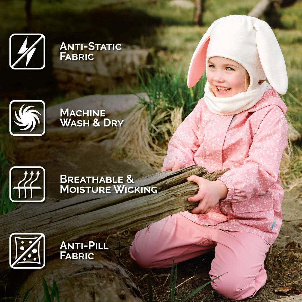 Jan & Jul Kids Fleece Animal Cream Bunny hat with long ears, cozy warmth for toddlers