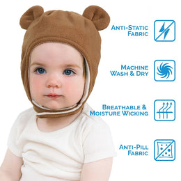 Jan & Jul Kids Fleece Animal Hats Brown Bear