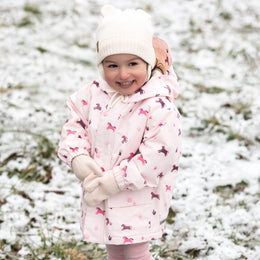 Jan & Jul Kids Fleece Lined Rain Jackets Pink Ponies