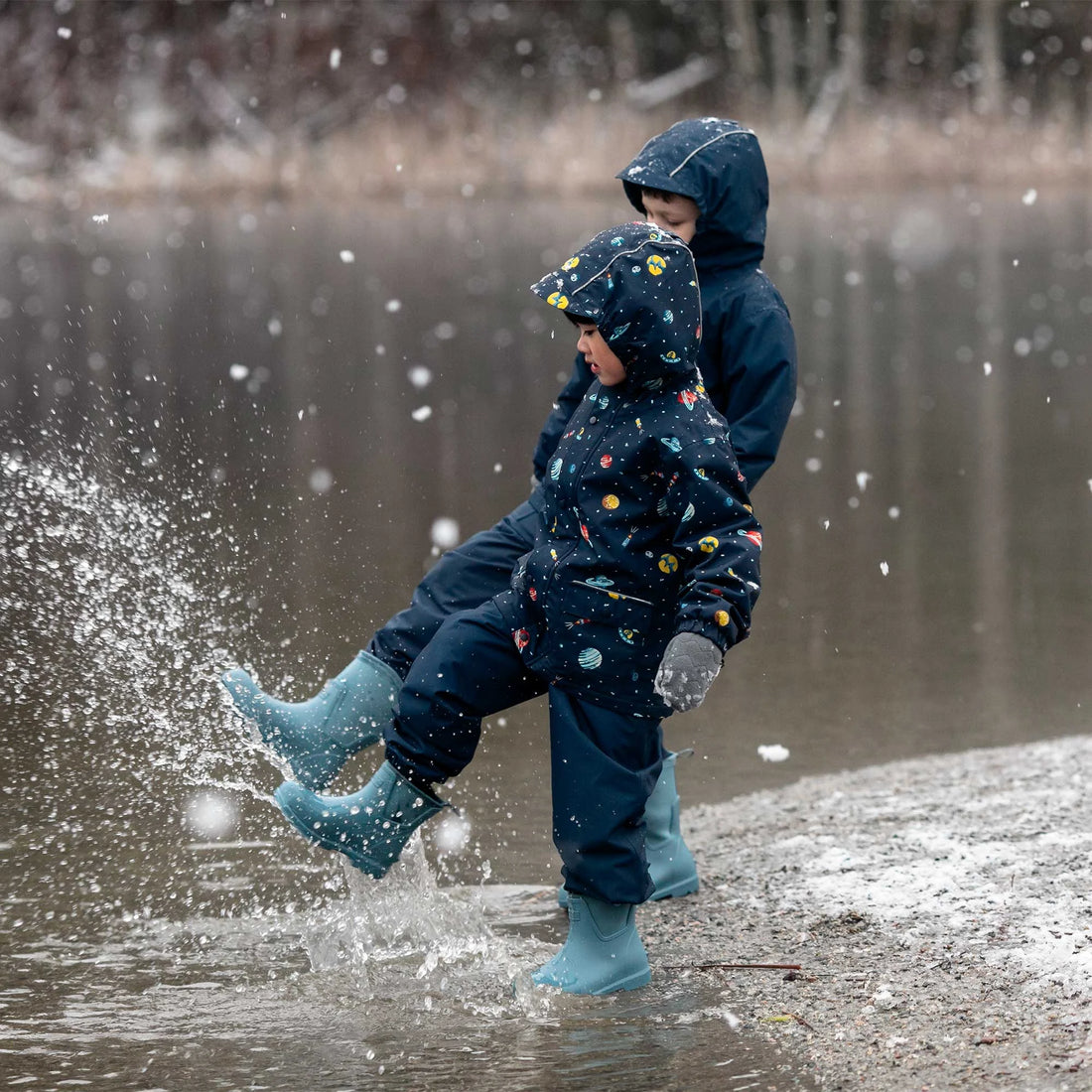Jan & Jul Kids Fleece Lined Rain Jackets Planet Patrol lifestyle detail